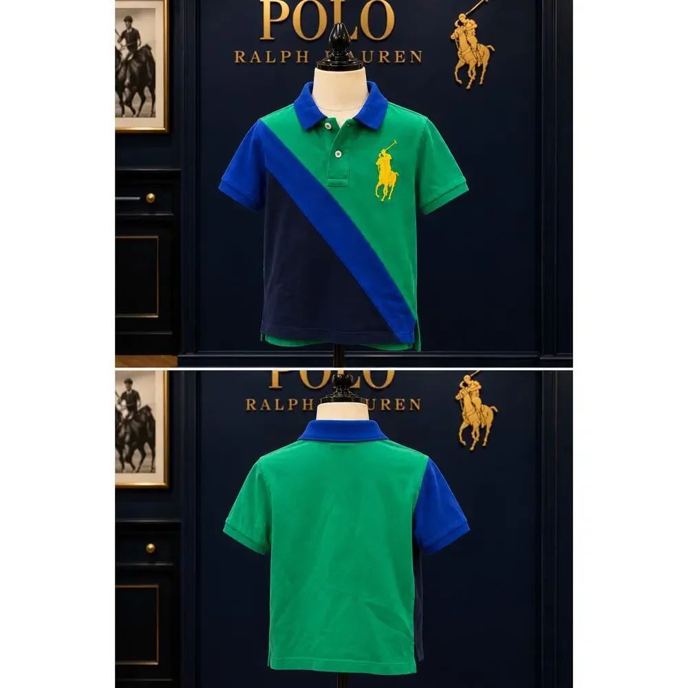 Polo Ralph Lauren Big Pony Colorblock Polo Boys M 10-12 Blue Green